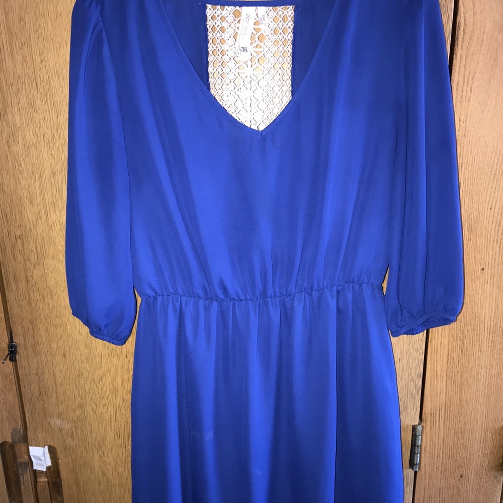 Blue Dress with Crochet Back Detailing